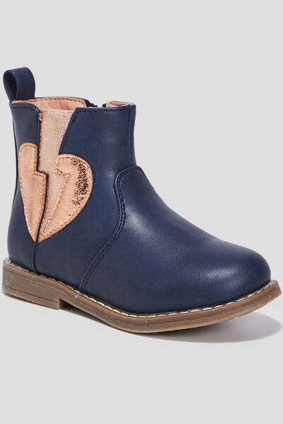 Bottines zippées bleu marine fille