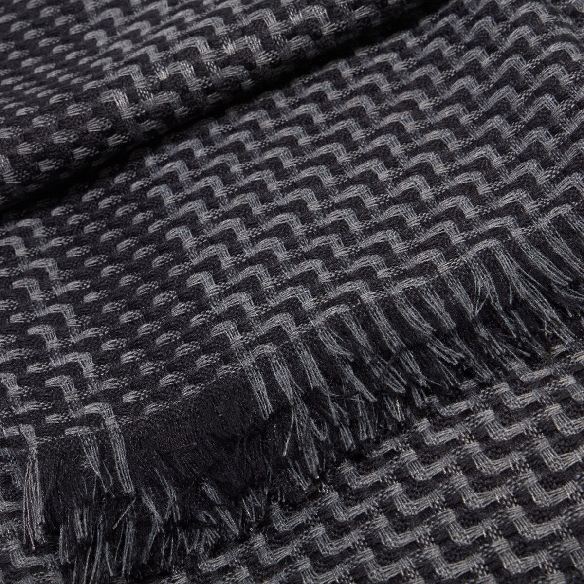 Foulard rectangulaire avec bords franges noir homme