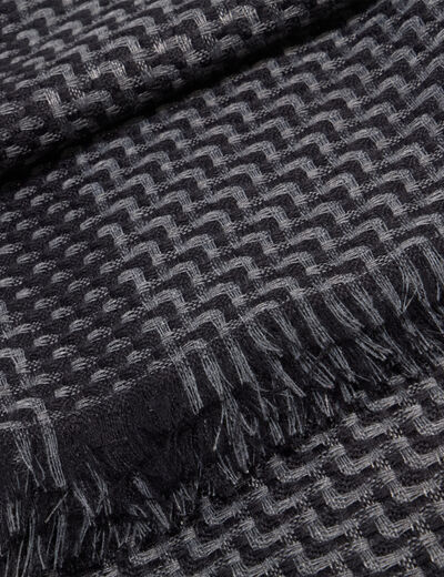 Foulard rectangulaire avec bords franges noir homme