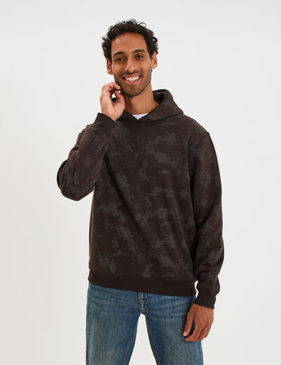 Sweat hoodie &agrave; capuche molleton marron chocolat homme