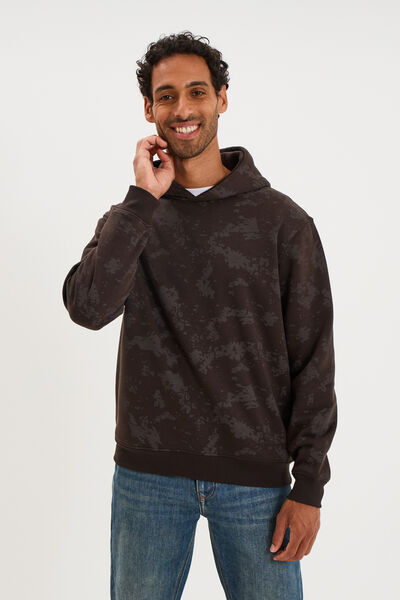 Sweat hoodie &agrave; capuche molleton marron chocolat homme