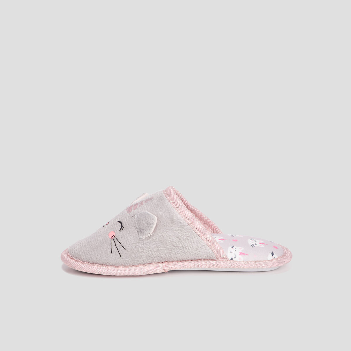 Chaussons mules chat gris fille