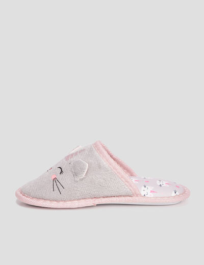 Chaussons mules chat gris fille