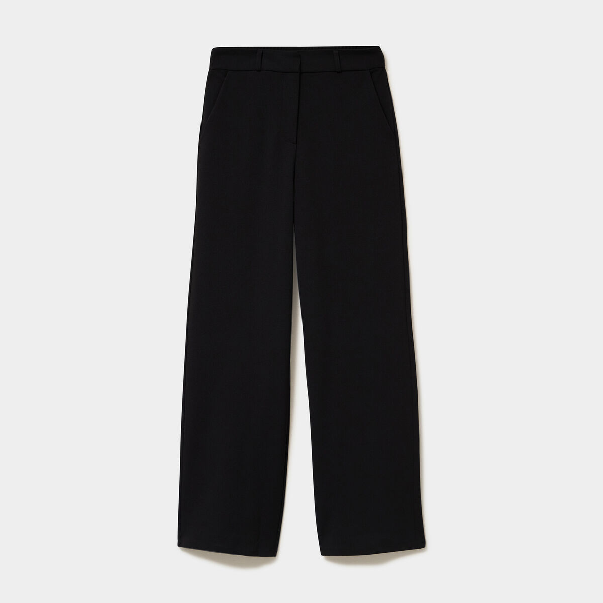 Pantalon effet cr&ecirc;pe large noir femme