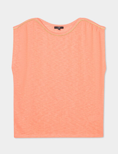 T-shirt sans manches rose corail femme