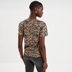 T-shirt coton col rond manches courtes beige moyen femme