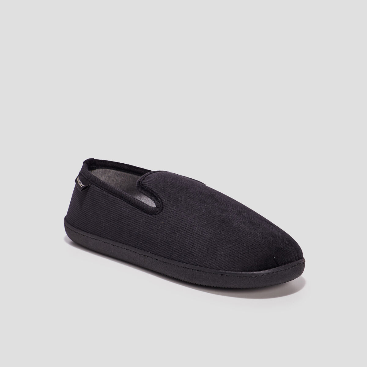 Pantoufles fourr&eacute;es bout rond noir homme