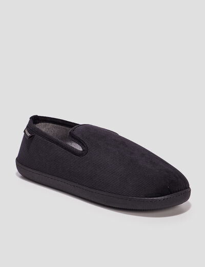 Pantoufles fourr&eacute;es bout rond noir homme