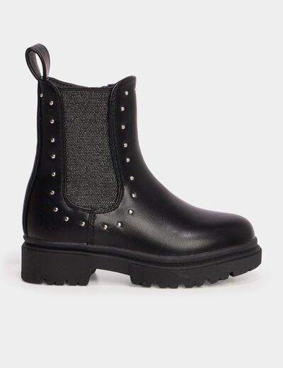 Boots chelsea avec clous noir fille