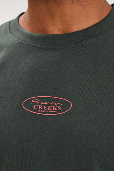 T-shirt droit manches courtes coton vert homme
