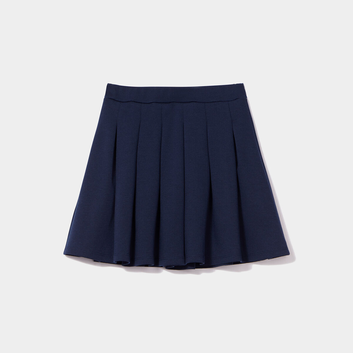 Jupe courte patineuse pliss&eacute;e bleu marine fille