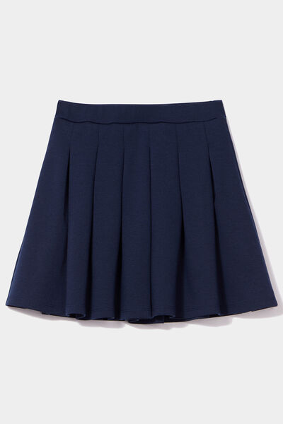 Jupe courte patineuse pliss&eacute;e bleu marine fille