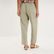 Pantalon fluide carotte &eacute;lastiqu&eacute;e vert kaki femme