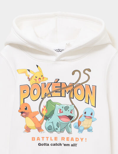 Sweat &agrave; capuche hoodie Pok&eacute;mon blanc gar&ccedil;on
