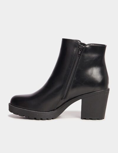 Bottines à talons et détails zippés noir femme