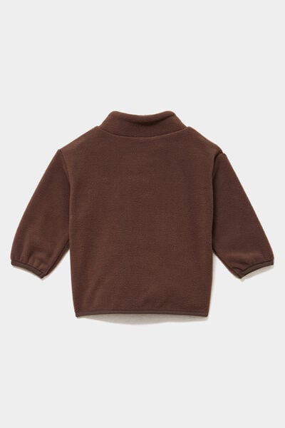 Ensemble effet polaire sweat et pantalon marron fonc&eacute; b&eacute;b&eacute; gar&ccedil;on