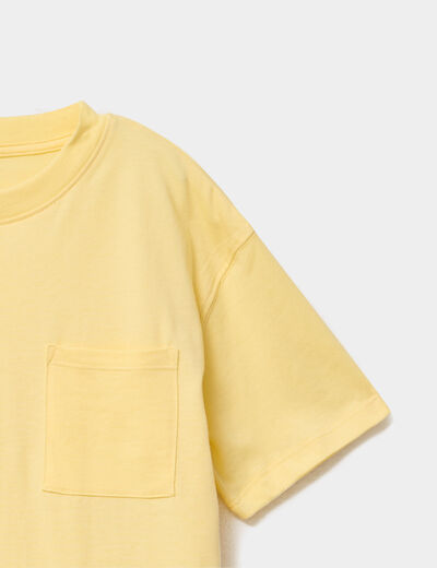 T-shirt oversize 1 poche manches courtes jaune gar&ccedil;on