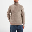 Pull avec col camionneur côtelé taupe homme