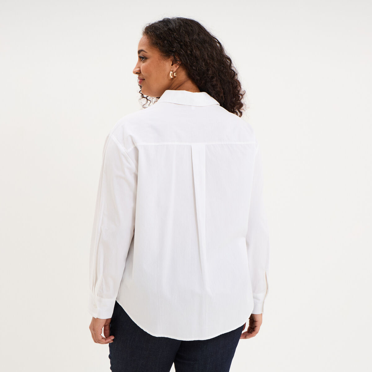 Chemise oversize manches longues coton blanc femme grande taille