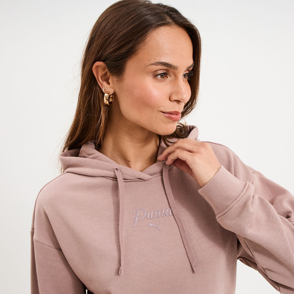 Sweat hoodie 1 poche &agrave; capuche Puma marron clair femme