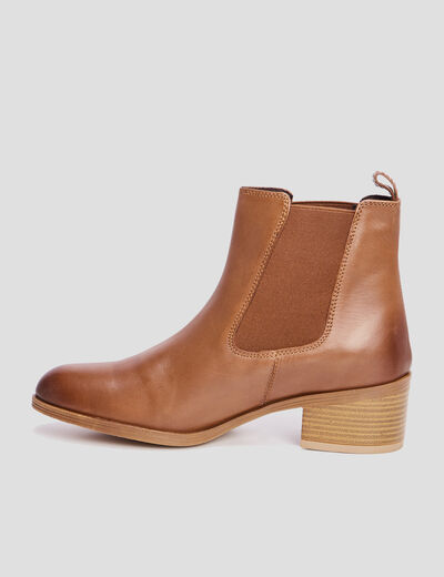 Bottines à talons en cuir marron femme