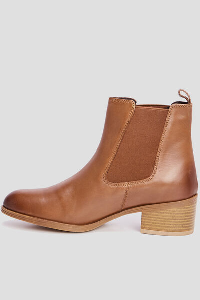 Bottines à talons en cuir marron femme