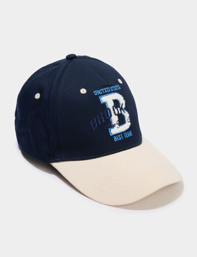 Casquette brod&eacute;e coton bleu marine homme