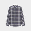 Chemise droite manches retroussées bleu foncé homme