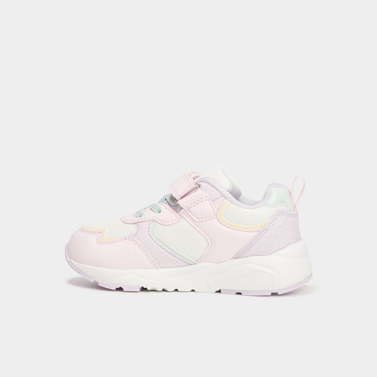 Baskets running à scratchs et paillettes rose fille