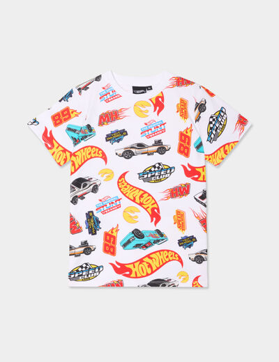 T-shirt manches courtes coton Hot Wheels blanc garçon