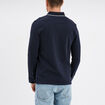 Polo droit manches longues coton bleu fonc&eacute; homme