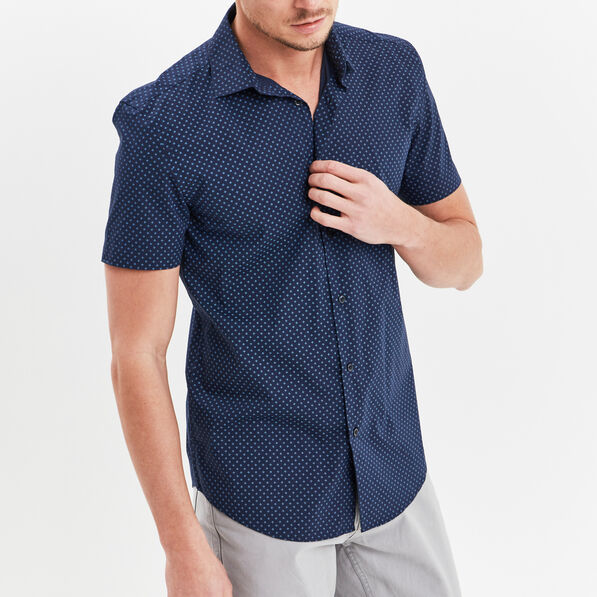 Chemise manches courtes coton bleu marine homme