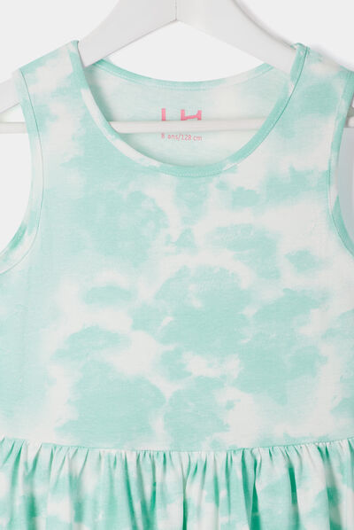 Robe évasée sans manches bleu turquoise fille