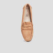 Mocassins aspect suédine en cuir beige femme