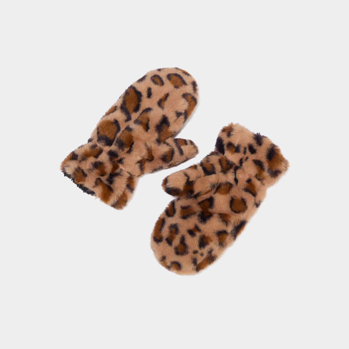 Mouffles fausse fourrure sable fille