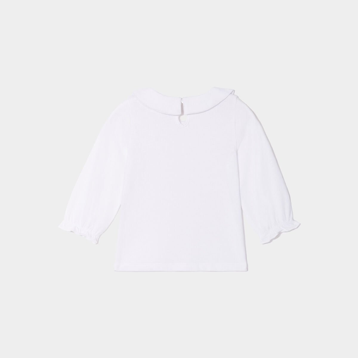T-shirt col claudine manches longues blanc bébé fille