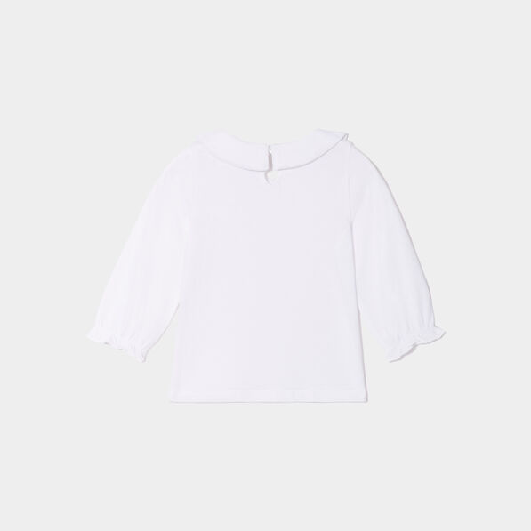 t shirt col claudine manches longues blanc bebef T-shirt col claudine manches longues blanc bébé fille