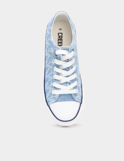 Tennis basses en toile &agrave; lacets bleu marine femme