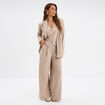 Pantalon large avec pinces beige femme
