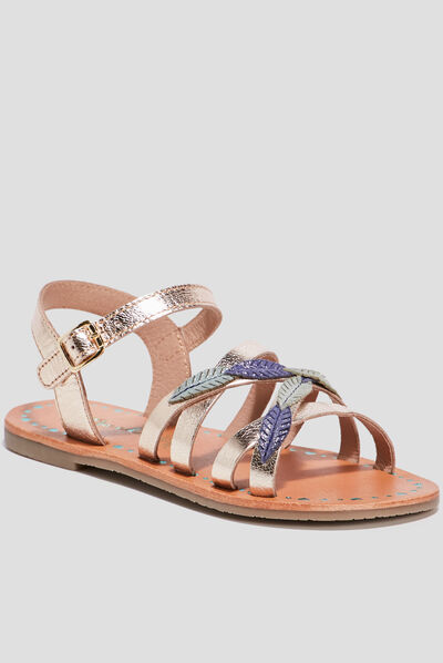 Sandales en cuir Creeks jaune or fille