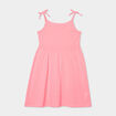 Robe courte bretelles nou&eacute;es &eacute;vas&eacute;e rose fluo fille