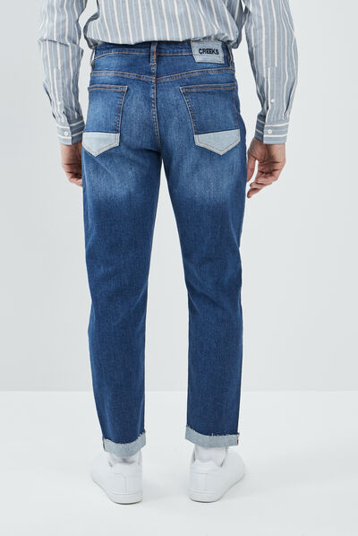 Jeans straight Creeks denim double stone homme