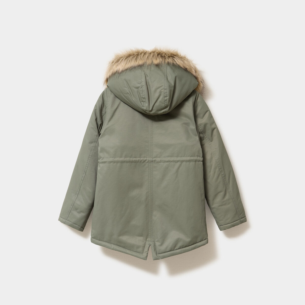 Parka &agrave; capuche fausse fourrure vert kaki fille