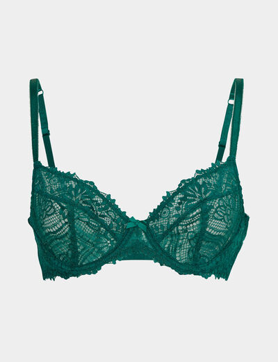 Soutien-gorge emboîtant dentelle vert foncé femme