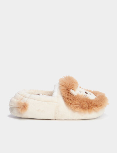Chaussons fausse fourrure marron clair garçon
