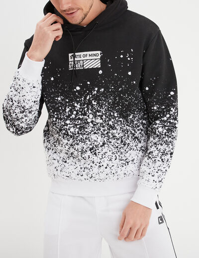 Sweat à capuche hoodie Liberto dip dye noir homme