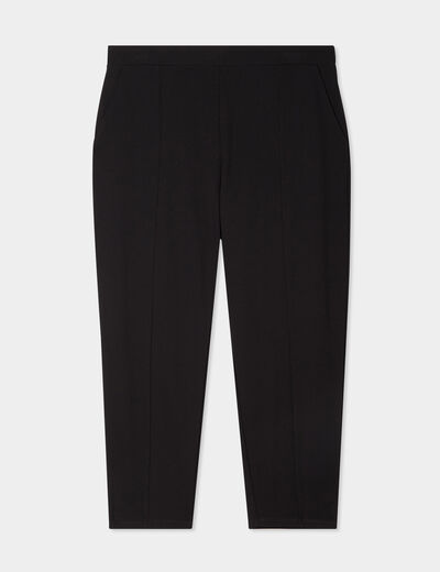 Pantalon slim taille élastiquée noir femme grande taille