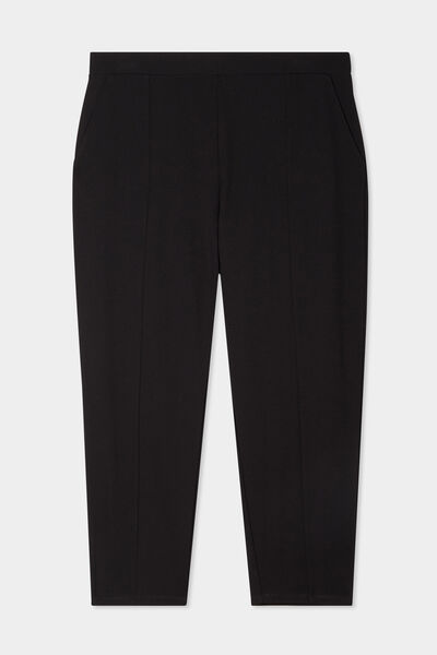 Pantalon slim taille &eacute;lastiqu&eacute;e noir femme grande taille