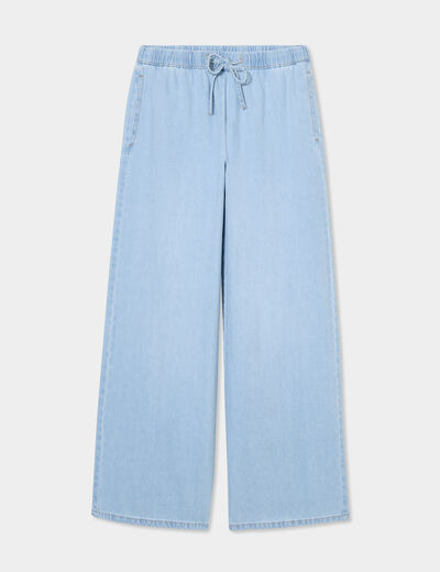 Jeans wide leg taille élastiquée Creeks denim triple stone femme