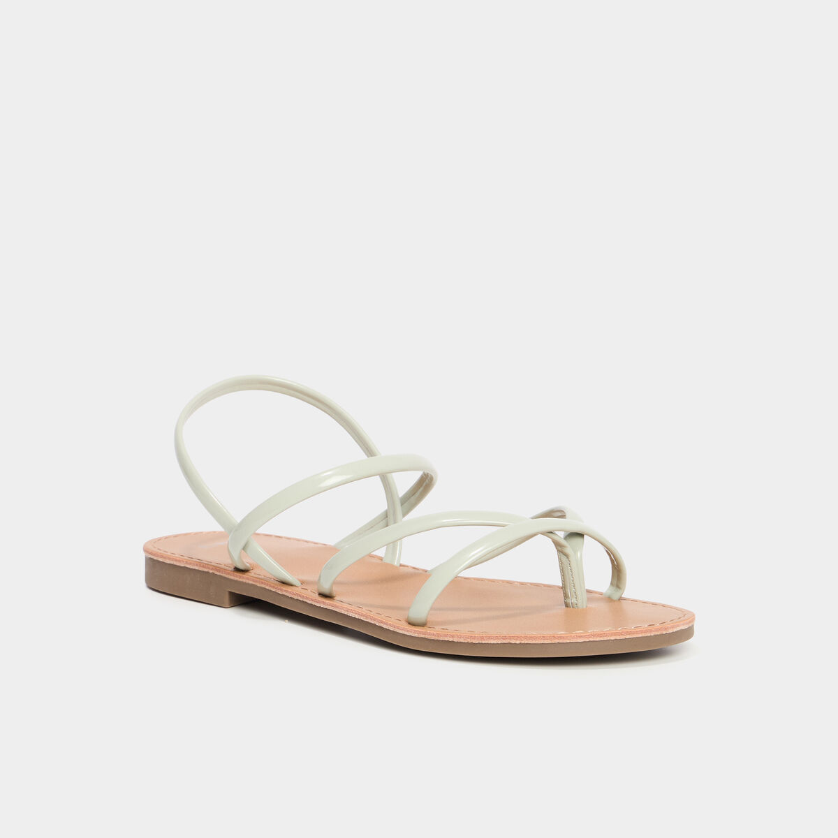 Sandales plates vert clair femme